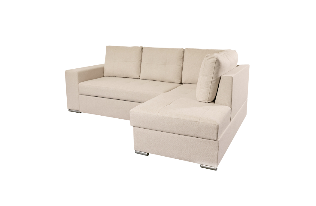 ADEN - Canapé d'angle convertible avec coffre en tissu
