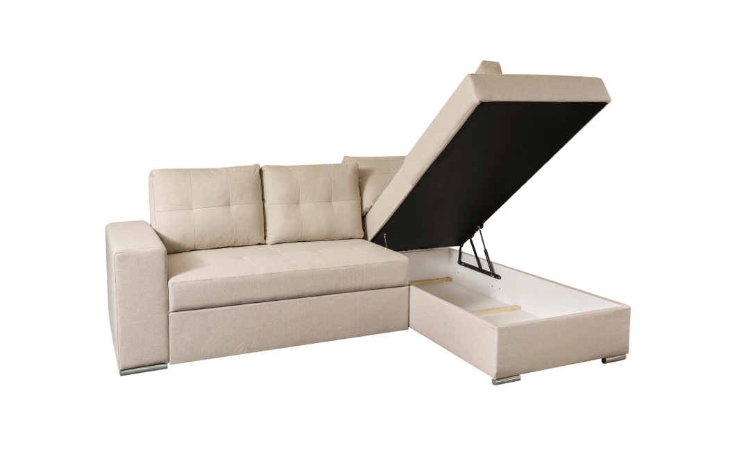 ADEN - Canapé d'angle convertible avec coffre en tissu