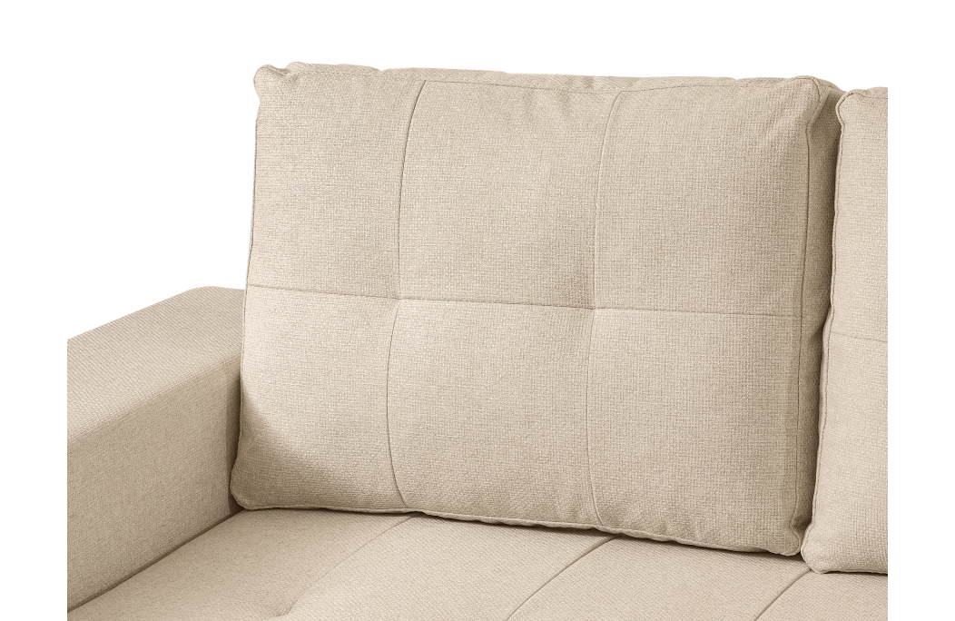 ADEN - Canapé d'angle convertible avec coffre en tissu
