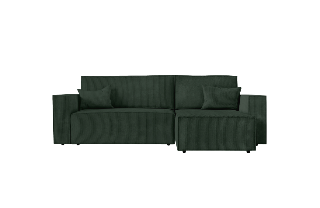CLARISSE - Canapé d'angle convertible réversible avec coffre en velours côtelé