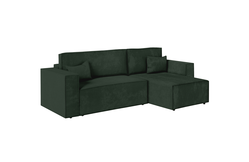 CLARISSE - Canapé d'angle convertible réversible avec coffre en velours côtelé