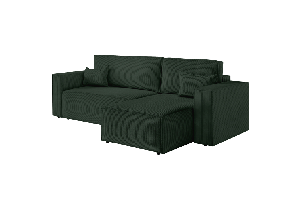 CLARISSE - Canapé d'angle convertible réversible avec coffre en velours côtelé