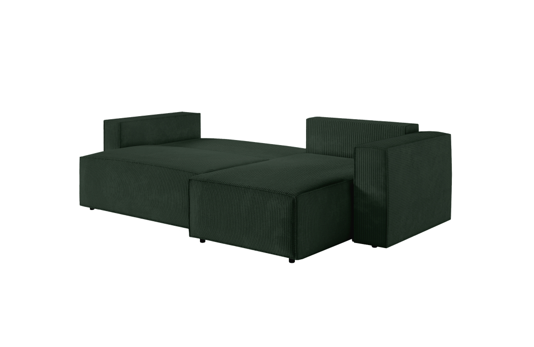 CLARISSE - Canapé d'angle convertible réversible avec coffre en velours côtelé