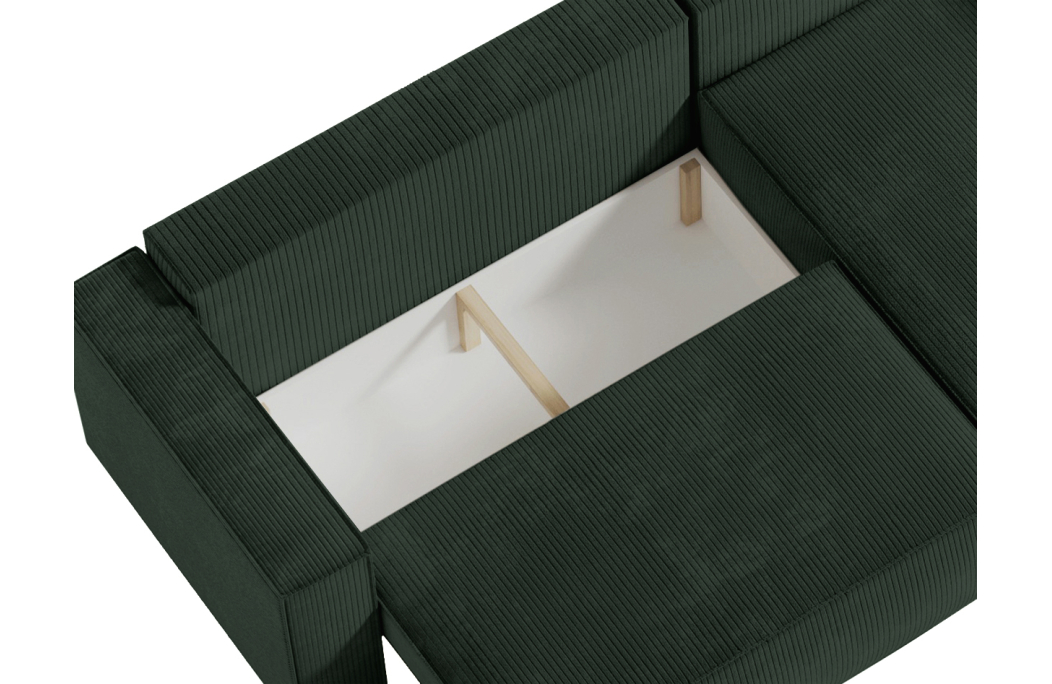 CLARISSE - Canapé d'angle convertible réversible avec coffre en velours côtelé