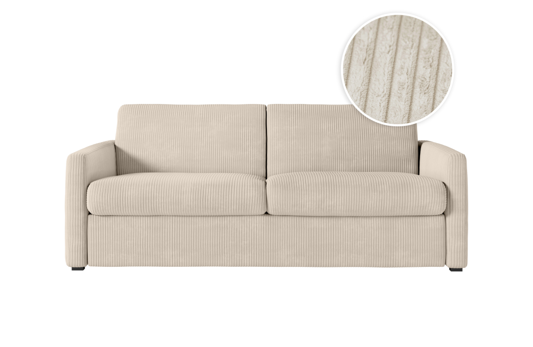 Canapé convertible AGATHE système couchage express en velours côtelé - Matelas épaisseur 13cm