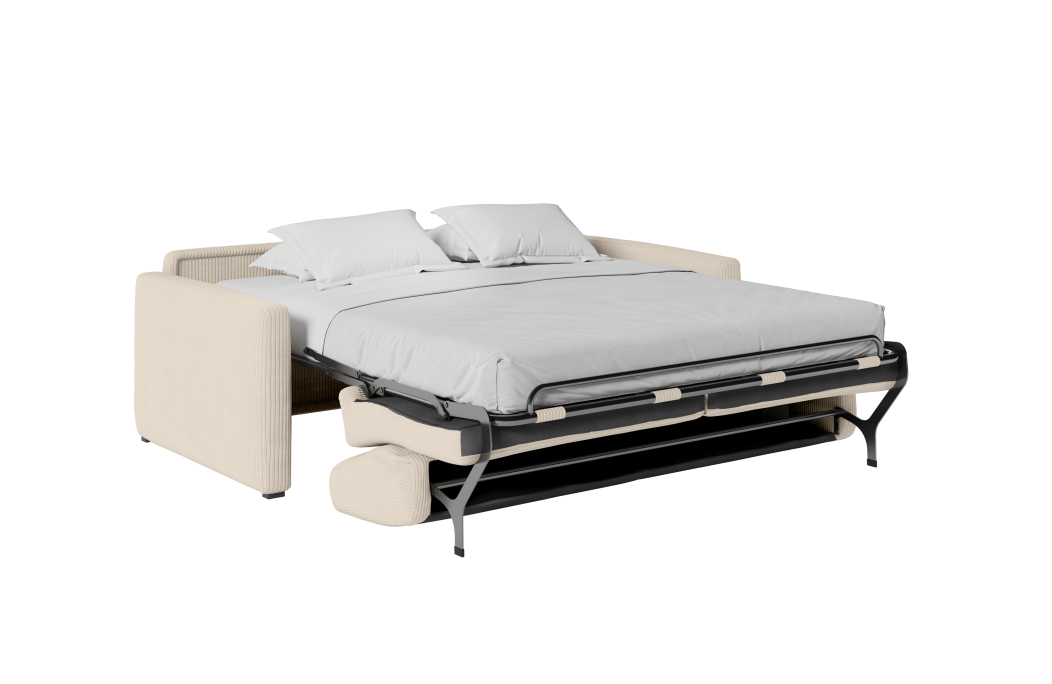 Canapé convertible AGATHE système couchage express 140x190cm en velours côtelé - Matelas épaisseur 13cm