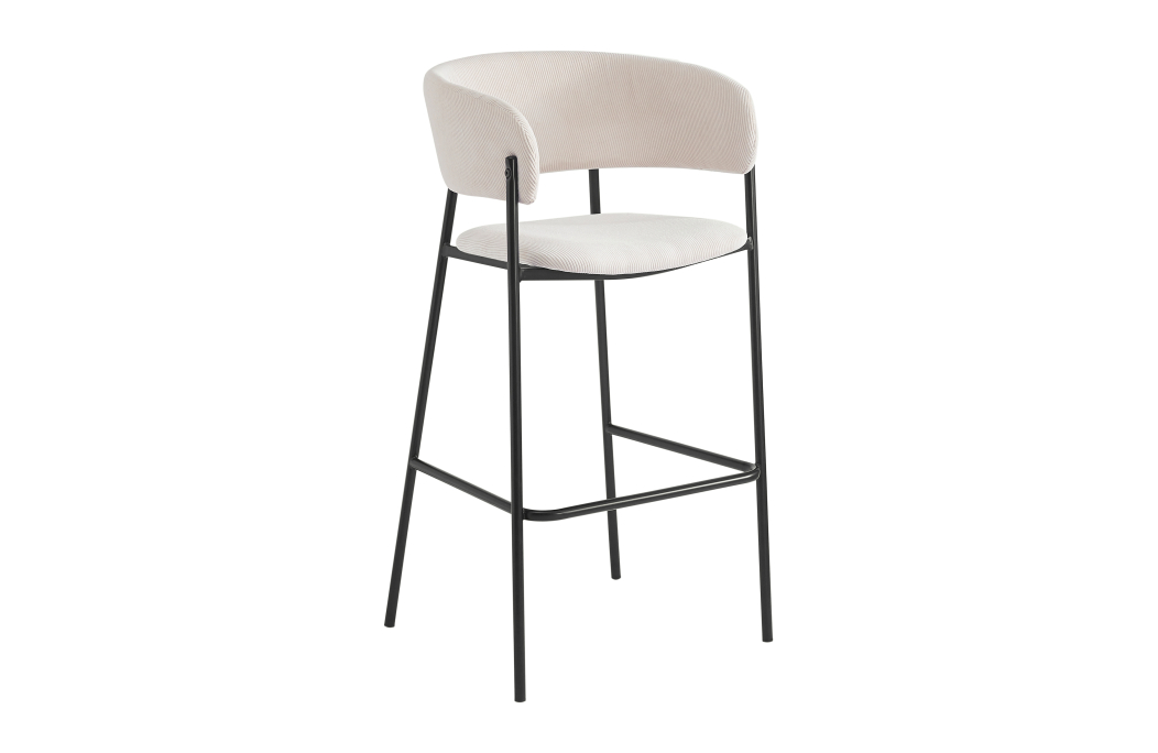 Lot de 2 tabourets de bar BOLD en velours côtelé avec pieds noirs