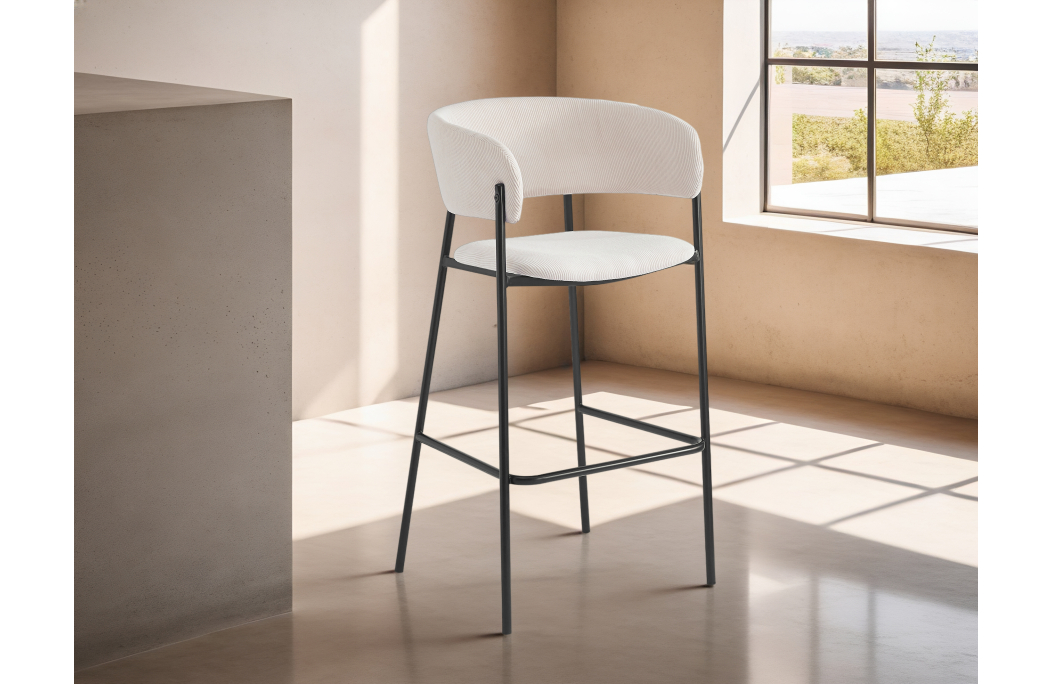 Lot de 2 tabourets de bar BOLD en velours côtelé avec pieds noirs