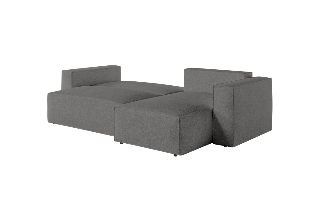 CLARISSE - Canapé d'angle convertible réversible avec coffre en tissu bouclettes