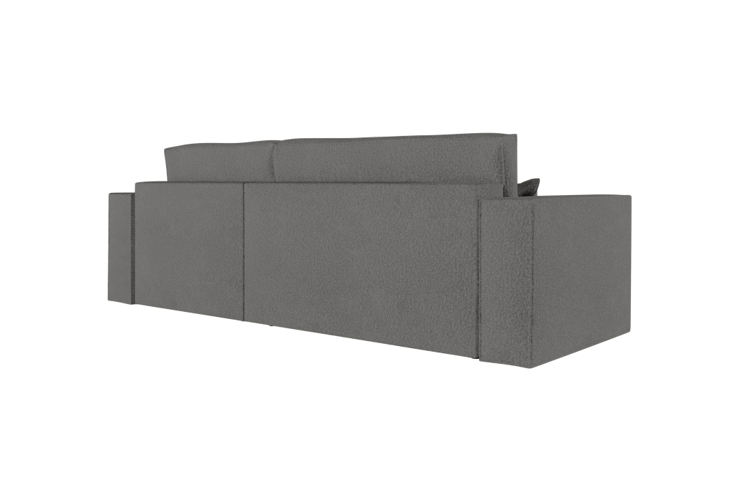 CLARISSE - Canapé d'angle convertible réversible avec coffre en tissu bouclettes