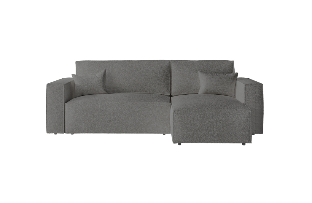 CLARISSE - Canapé d'angle convertible réversible avec coffre en tissu bouclette