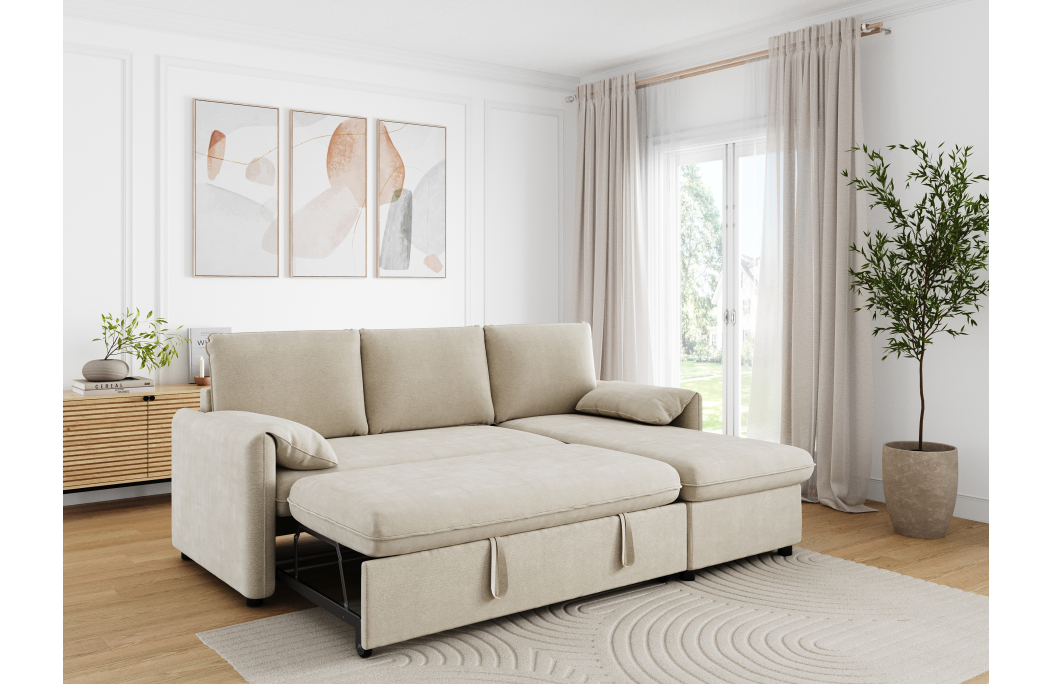 Canapé d'angle réversible MARTIN convertible en tissu