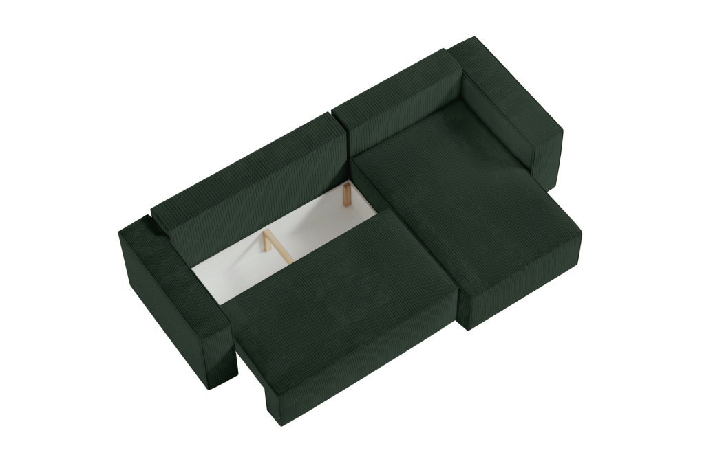 CLARISSE - Canapé d'angle convertible réversible avec coffre en velours côtelé