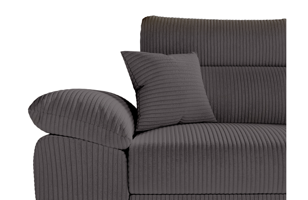 Canapé KOMECO d'angle reversible convertible avec coffre et têtières réglables en velours côtelé