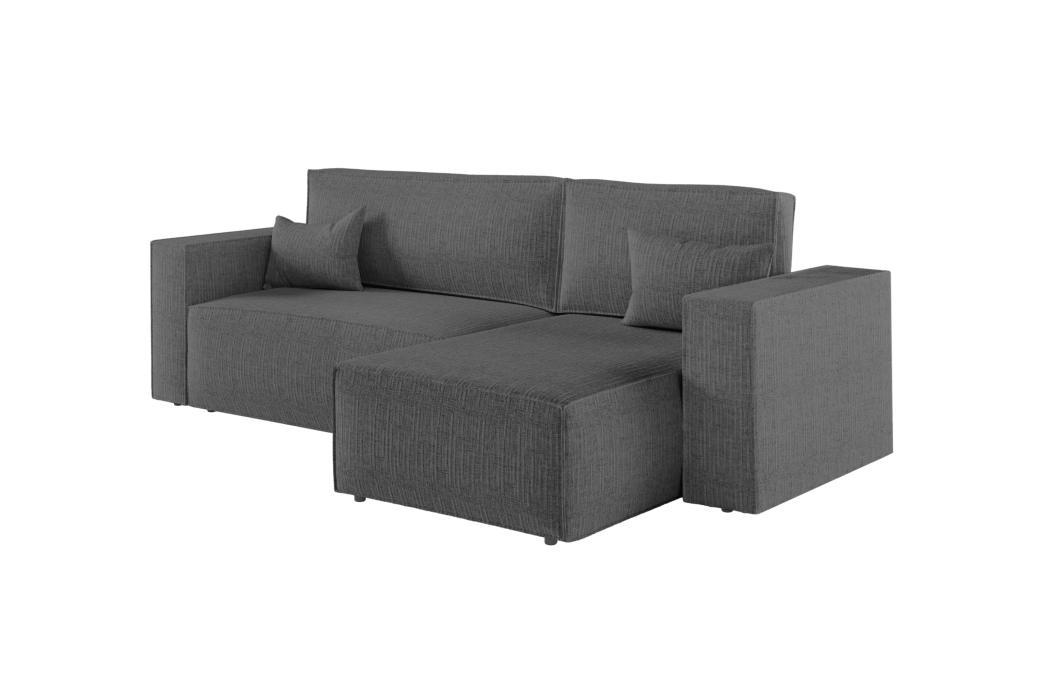 CLARISSE - Canapé d'angle convertible réversible avec coffre en tissu texturé 3D