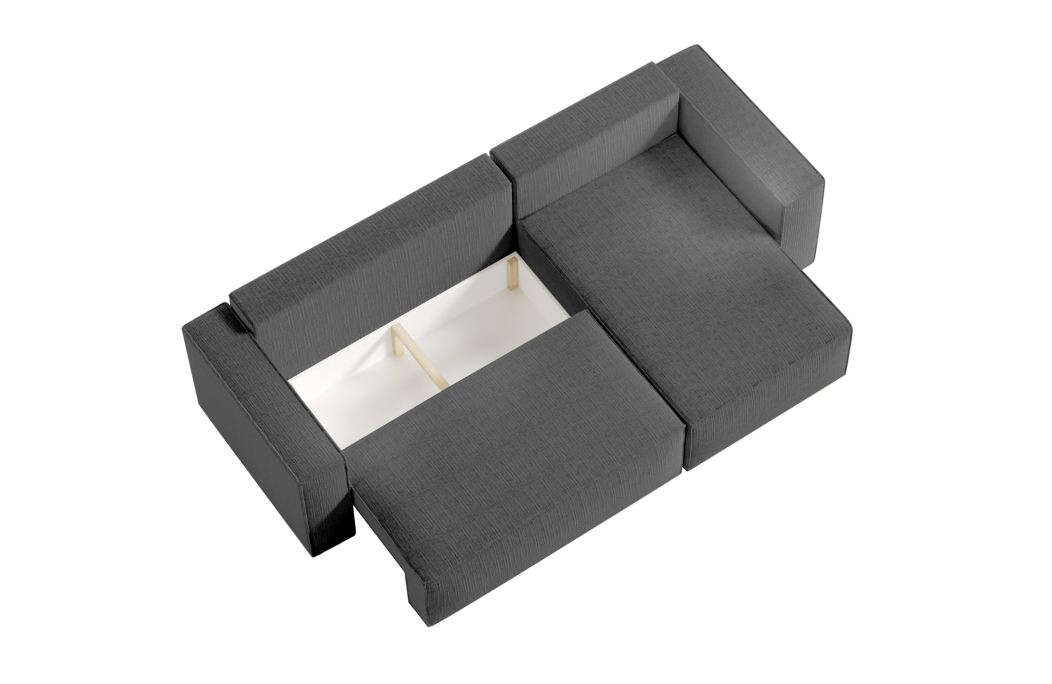 CLARISSE - Canapé d'angle convertible réversible avec coffre en tissu texturé 3D