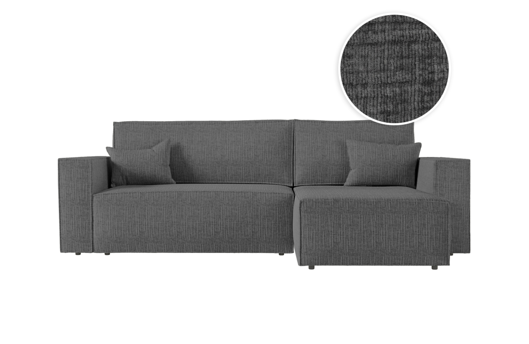 CLARISSE - Canapé d'angle convertible réversible avec coffre en tissu texturé 3D