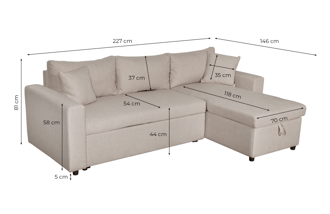 Canapé d'Angle MARIA Réversible et Convertible avec Coffre en microfibre
