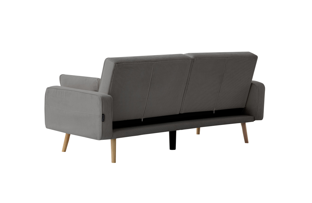 Canapé droit scandinave ELGA convertible 3 places en velours côtelé