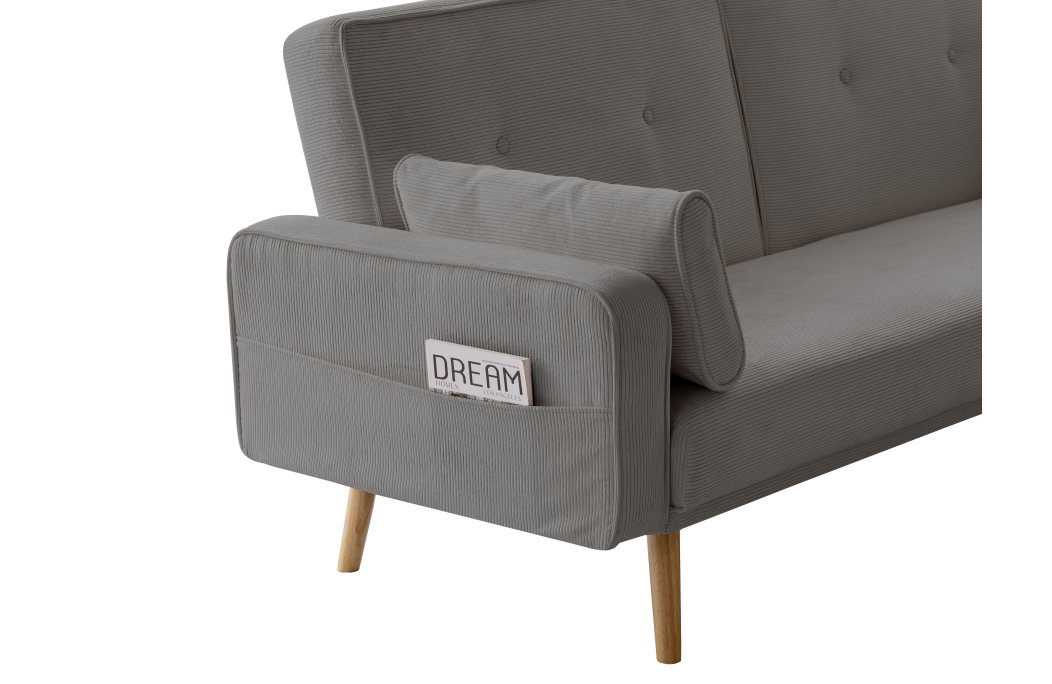 Canapé droit scandinave ELGA convertible 3 places en velours côtelé