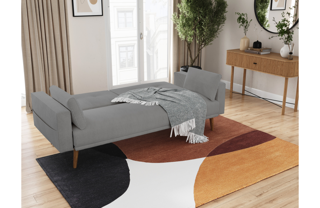 Canapé droit scandinave ELGA convertible 3 places en velours côtelé