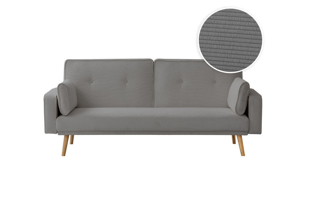 Canapé droit scandinave ELGA convertible 3 places en velours côtelé