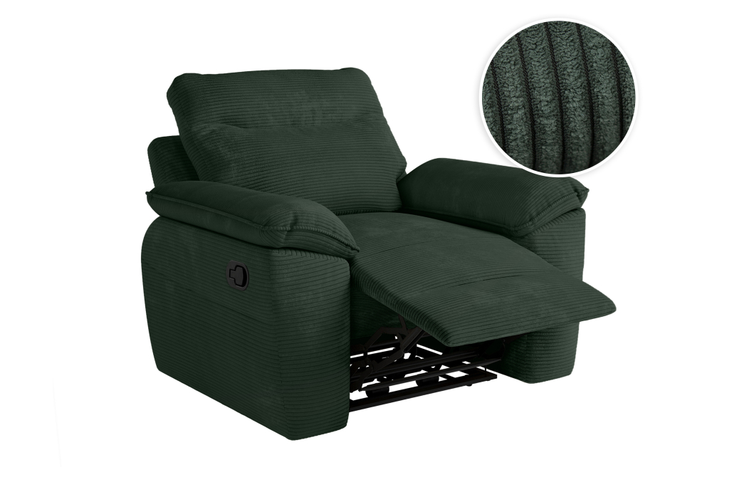 Fauteuil de relaxation manuel ROSS en velours côtelé