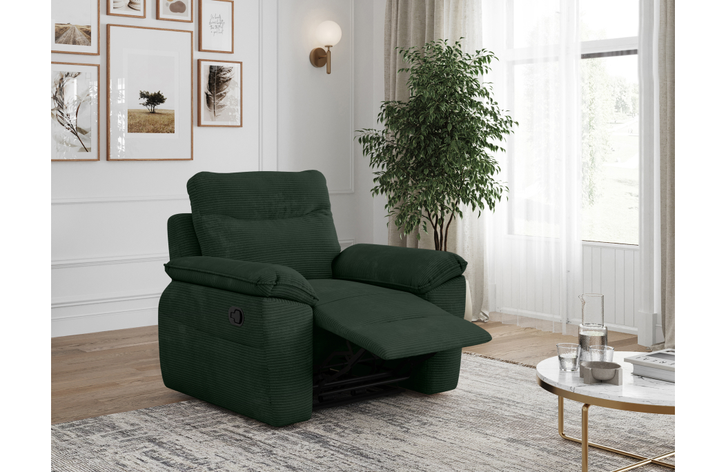 Fauteuil de relaxation manuel ROSS en velours côtelé