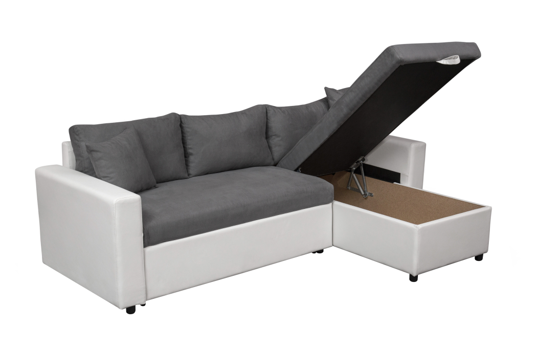 Canapé d'Angle MARIA Réversible et Convertible avec Coffre en simili et microfibre