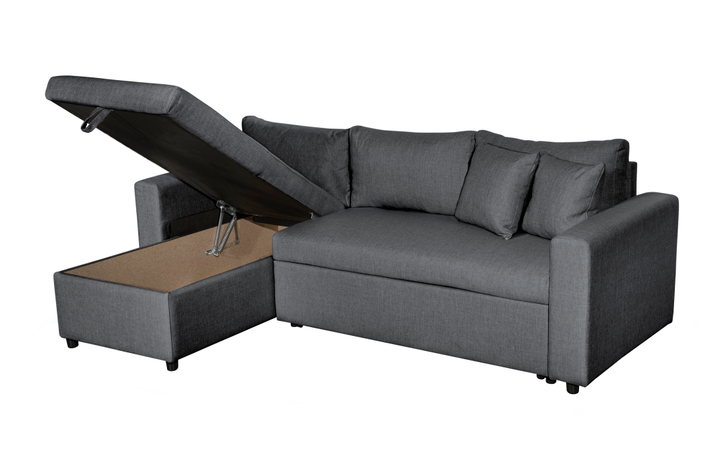 Canapé d'Angle MARIA Réversible et Convertible avec Coffre en tissu