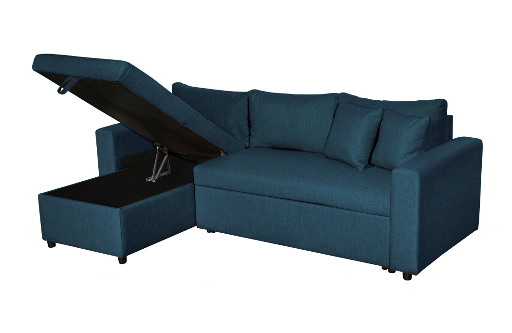 Canapé d'Angle MARIA Réversible et Convertible avec Coffre en tissu
