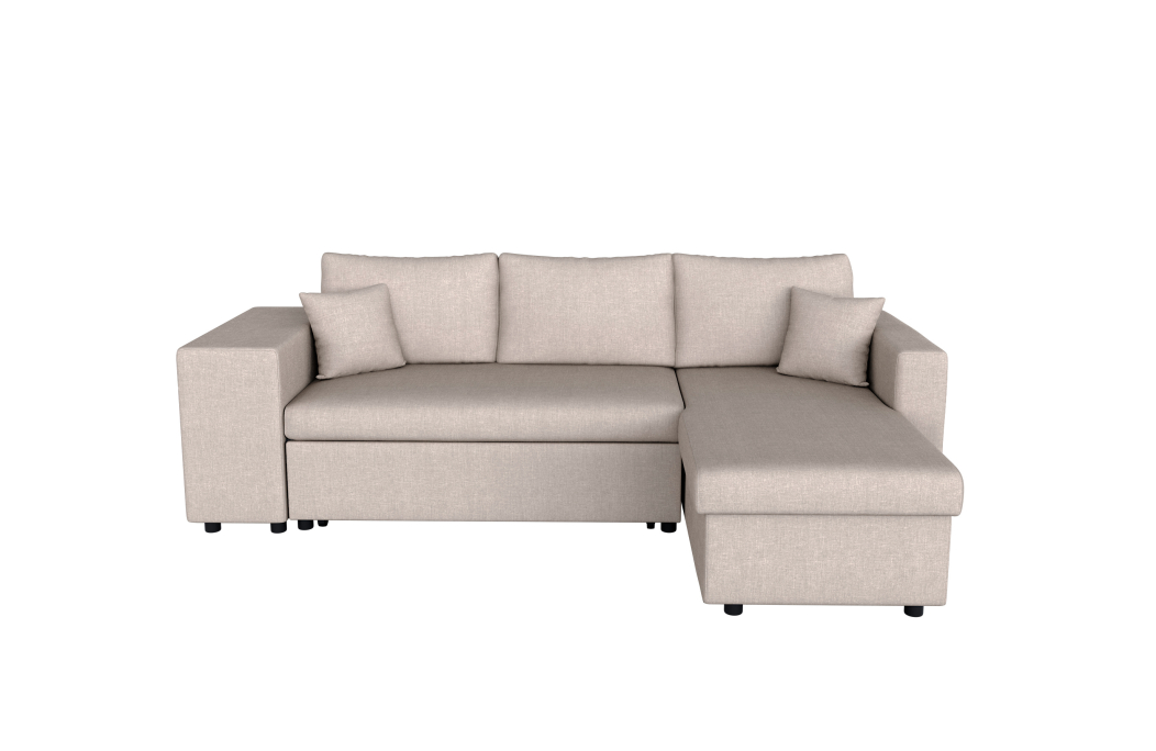 Canapé d'angle OSLO convertible avec coffre et poufs en tissu