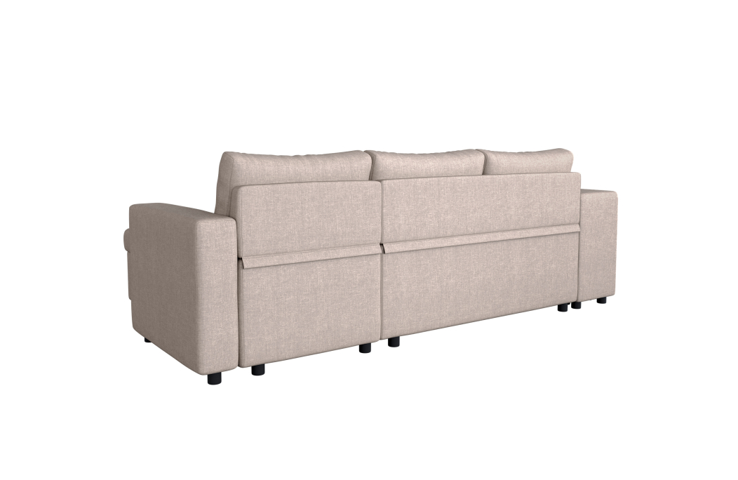 Canapé d'angle OSLO convertible avec coffre et poufs en tissu