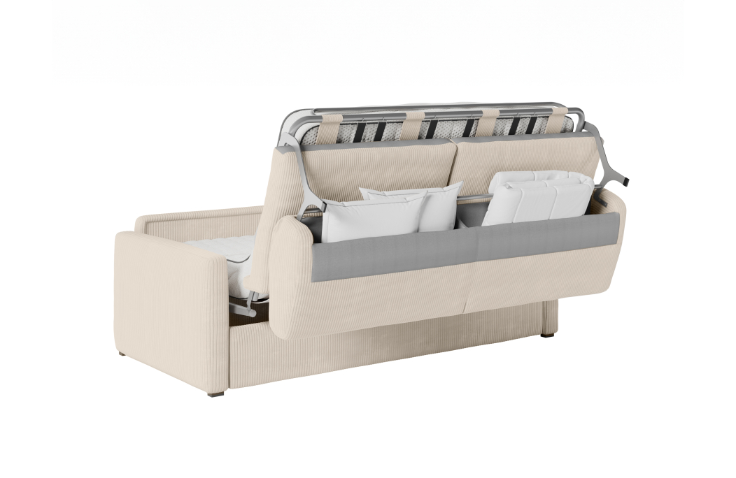 Canapé convertible AGATHE système couchage express en velours côtelé - Matelas épaisseur 13cm