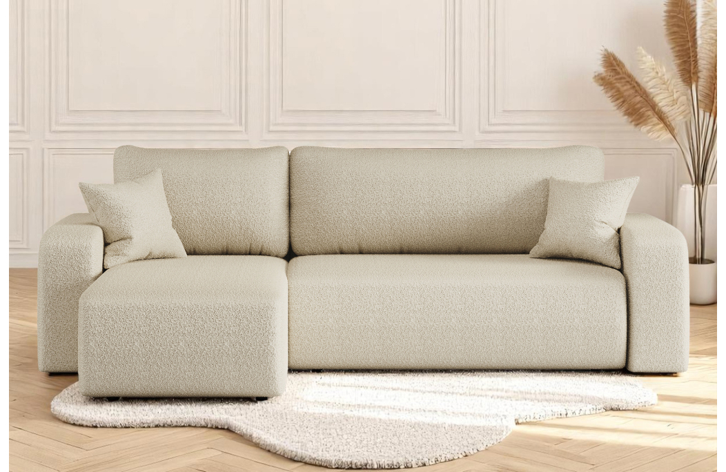 Canapé ALYA d'angle réversible et convertible 4 places en tissu bouclette