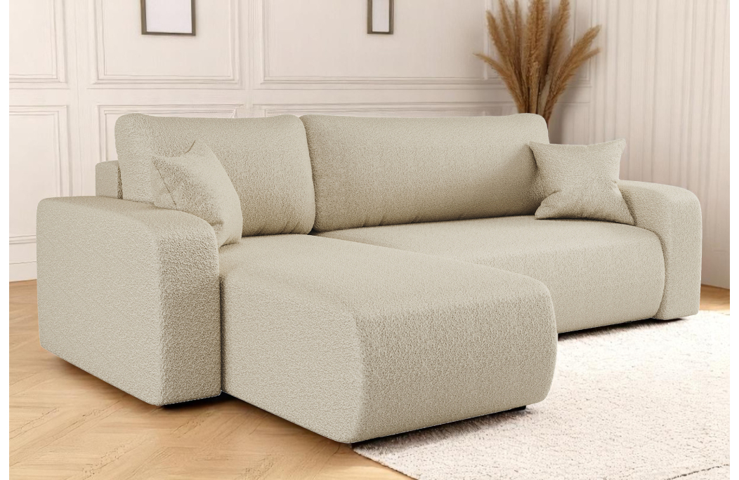 Canapé ALYA d'angle réversible et convertible 4 places en tissu bouclette