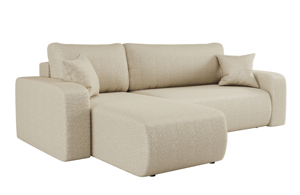 Canapé ALYA d'angle réversible et convertible 4 places en tissu bouclette