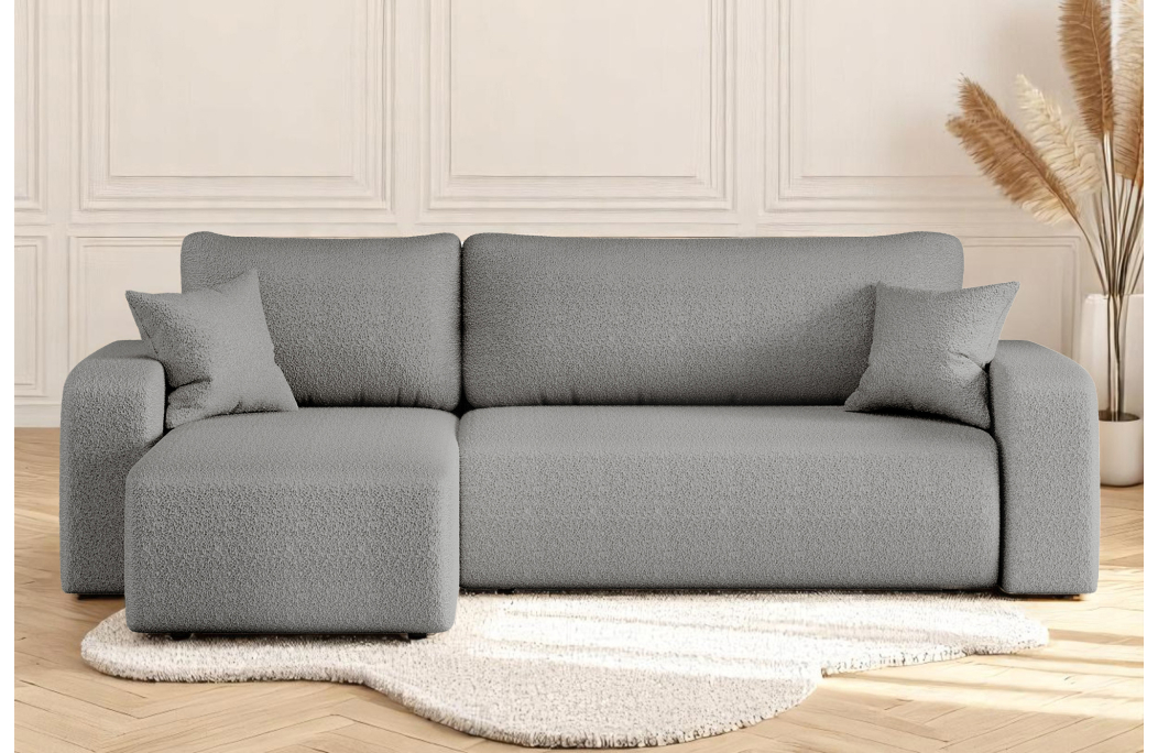 Canapé ALYA d'angle réversible et convertible 4 places en tissu bouclette