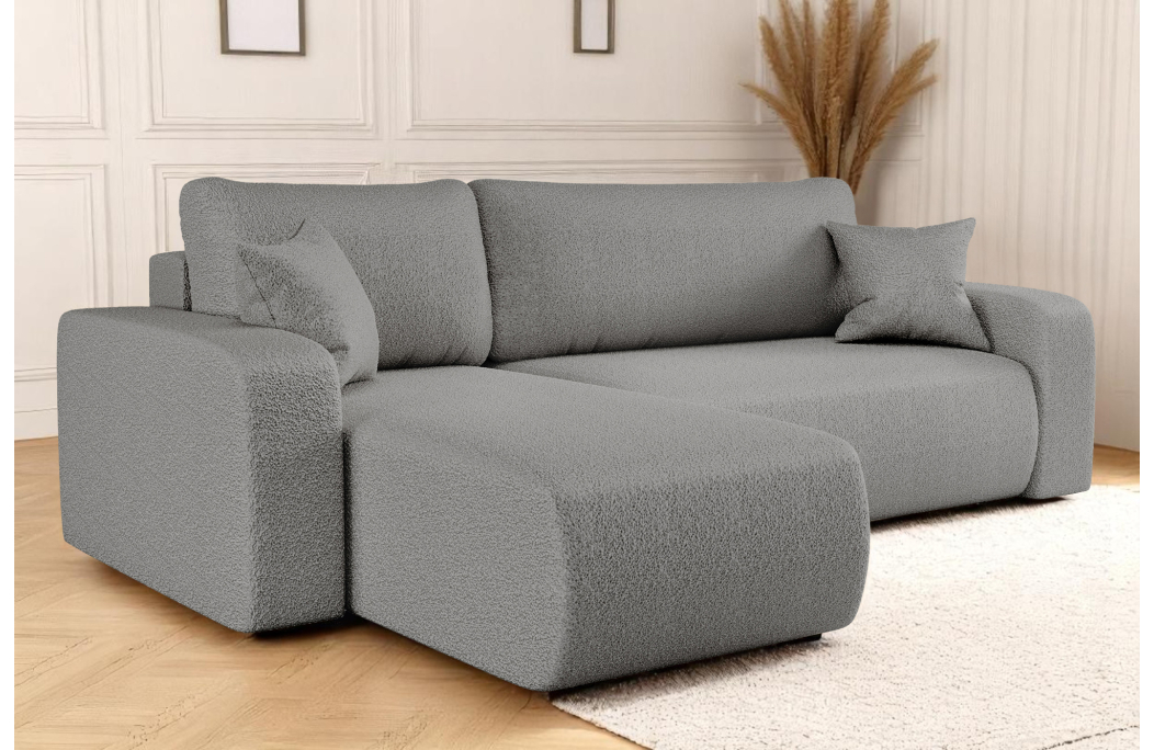 Canapé ALYA d'angle réversible et convertible 4 places en tissu bouclette