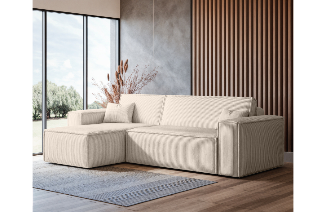 Canapé FARAH d'angle convertible et réversible 4 places en velours côtelé