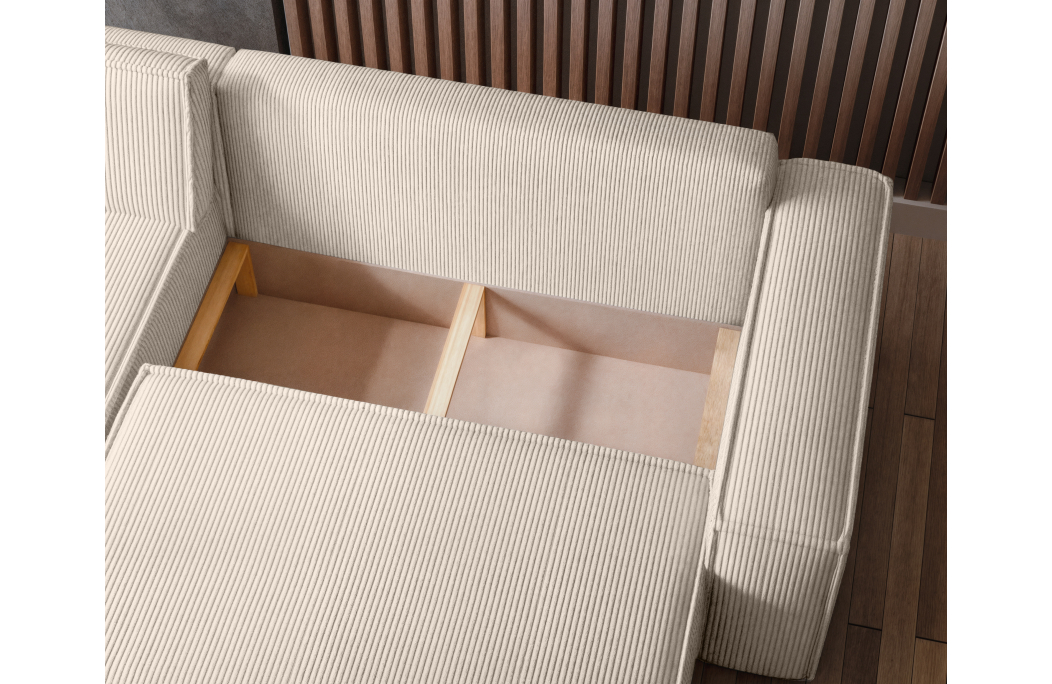 Canapé FARAH d'angle convertible et réversible 4 places en velours côtelé