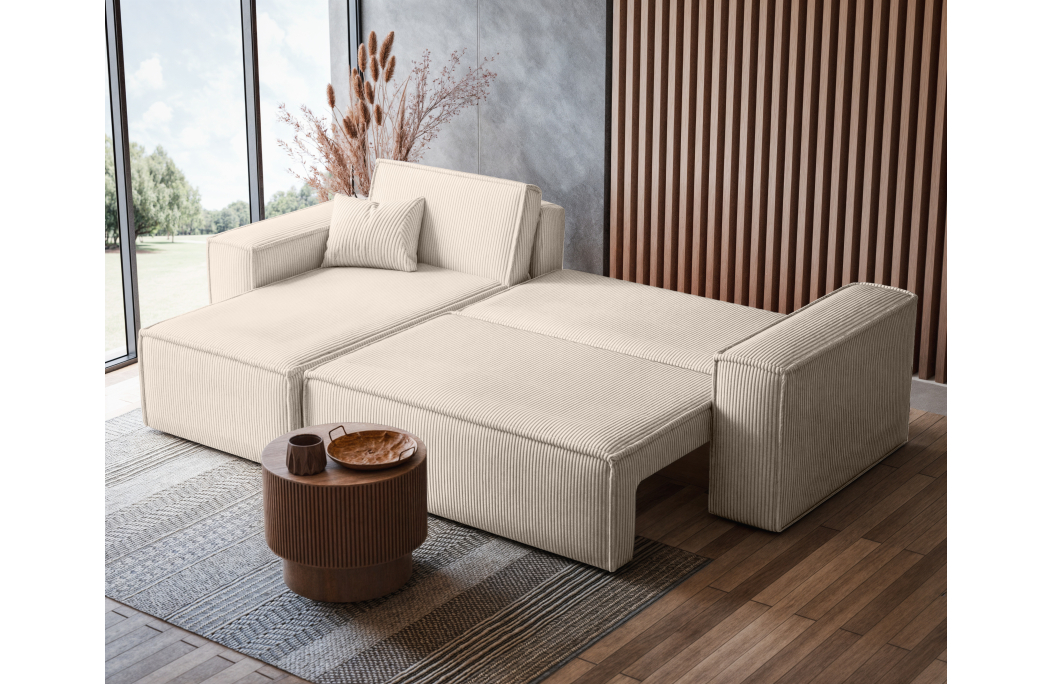 Canapé FARAH d'angle convertible et réversible 4 places en velours côtelé