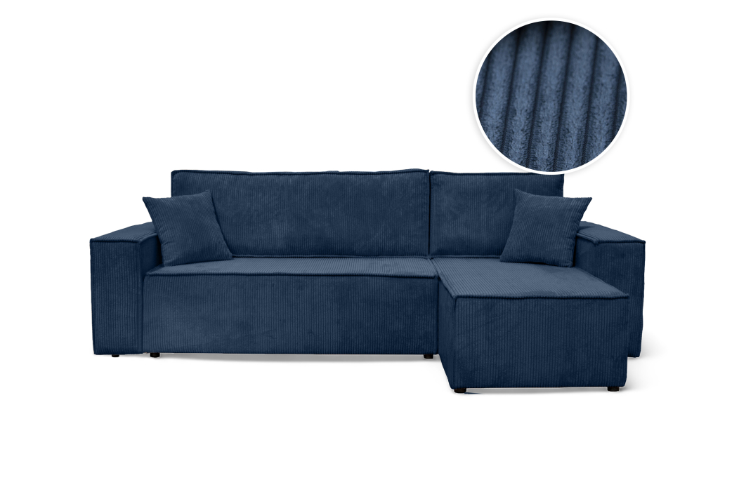 Canapé FARAH d'angle convertible et réversible 4 places en velours côtelé