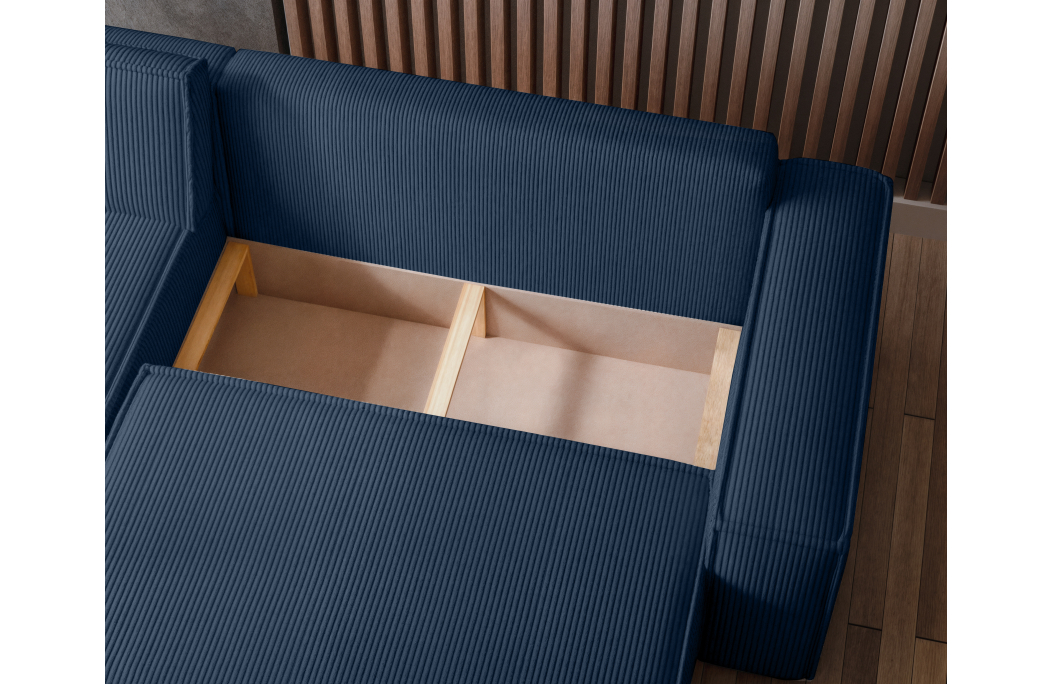 Canapé FARAH d'angle convertible et réversible 4 places en velours côtelé
