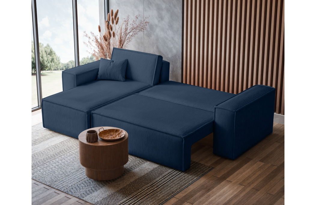 Canapé FARAH d'angle convertible et réversible 4 places en velours côtelé