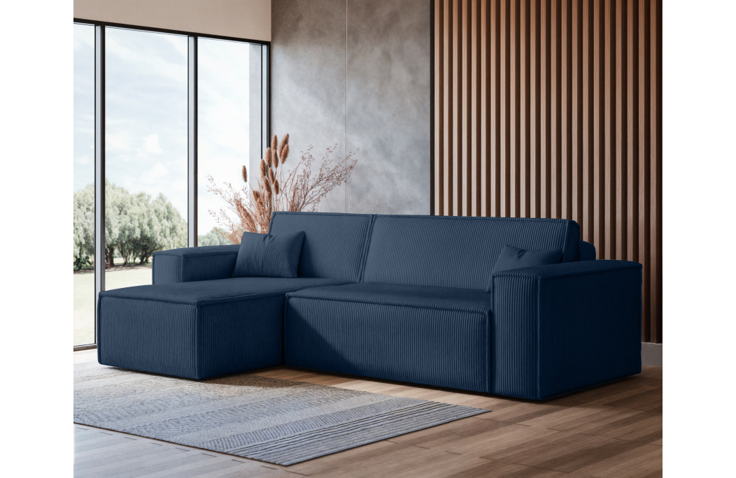 Canapé FARAH d'angle convertible et réversible 4 places en velours côtelé