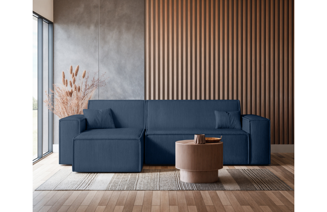 Canapé FARAH d'angle convertible et réversible 4 places en velours côtelé