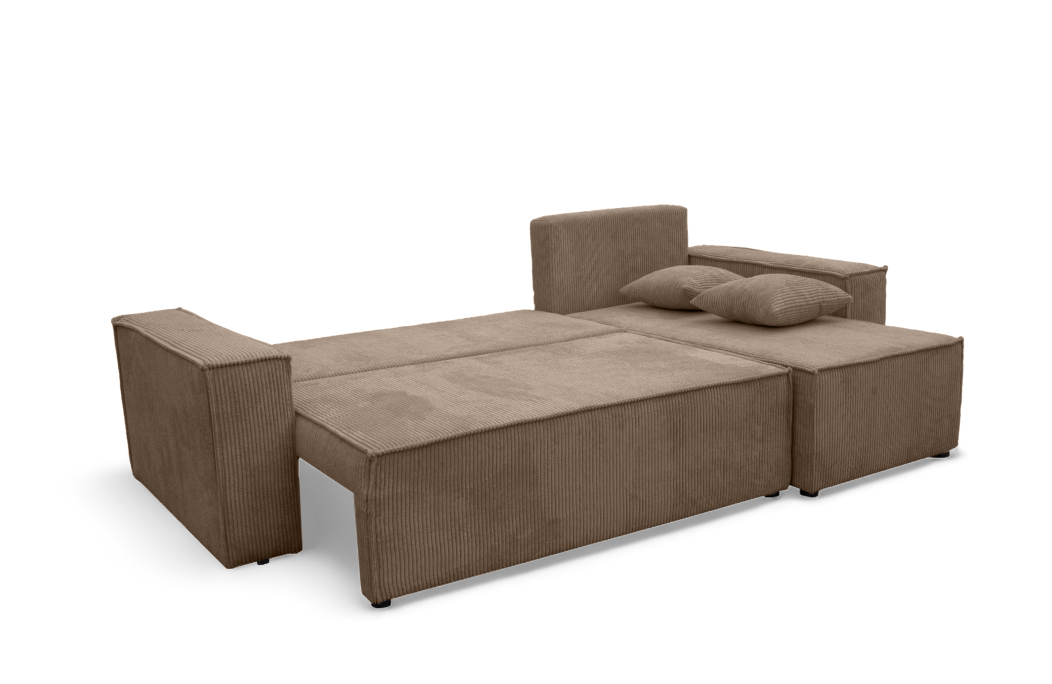 Canapé FARAH d'angle convertible et réversible 4 places en velours côtelé