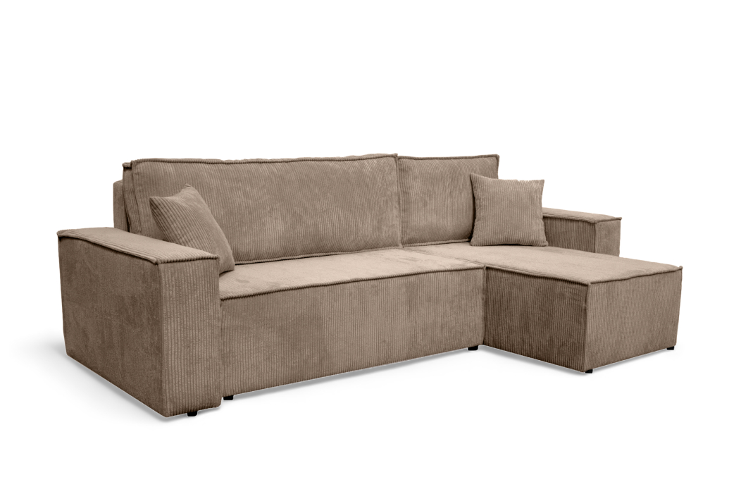 Canapé FARAH d'angle convertible et réversible 4 places en velours côtelé