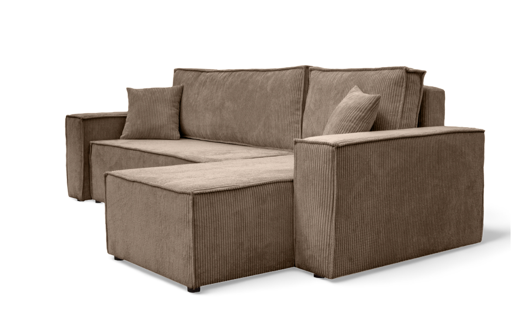Canapé FARAH d'angle convertible et réversible 4 places en velours côtelé